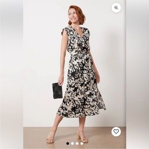 Evereve Winona Satin Floral Midi Dress